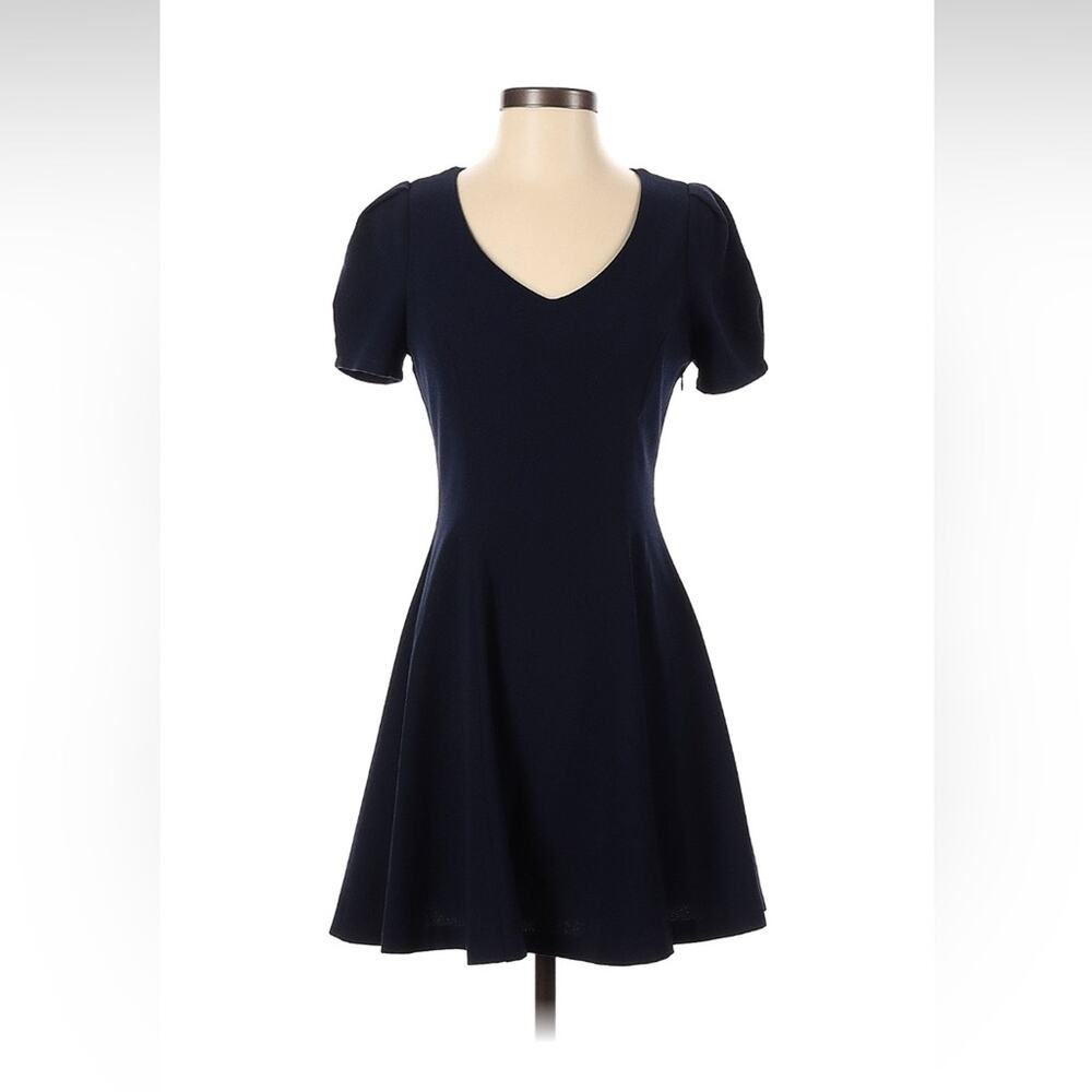 Kaii navy blue lattice back‎ fit and flare dress, size small